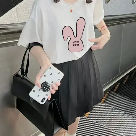 白色短袖t恤女宽松春夏新款2023仿棉洋气半袖韩版女装ins潮上衣服图片