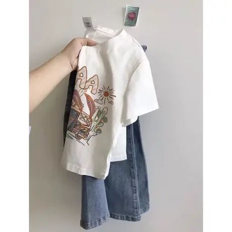 纯棉短袖T恤女2023夏季新款宽松百搭小个子短款半袖上衣服ins潮商品大图