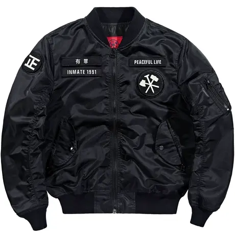 VIP秋季ma1飞行员夹克男宽松国潮刺绣工装外套薄款复古棒球服潮流图片