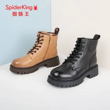 SPIDER KING/蜘蛛王马丁靴女真皮2023冬商场新款女靴中筒加绒潮搭商品大图