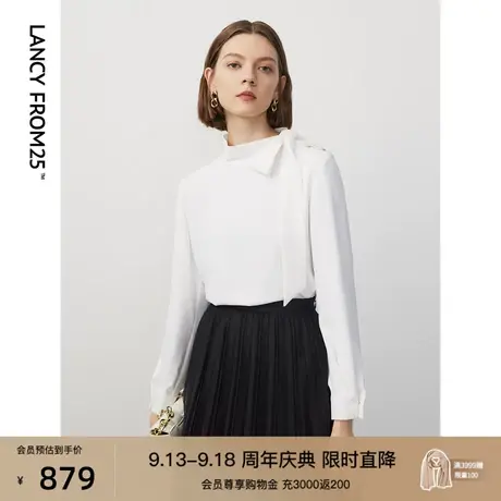 朗姿法式复古设计感立领飘带气质衬衫上衣2023年冬季新款衬衣内搭商品大图