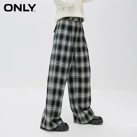 【直播专享】ONLY休闲潮流显瘦格纹高腰阔腿裤休闲裤商品大图