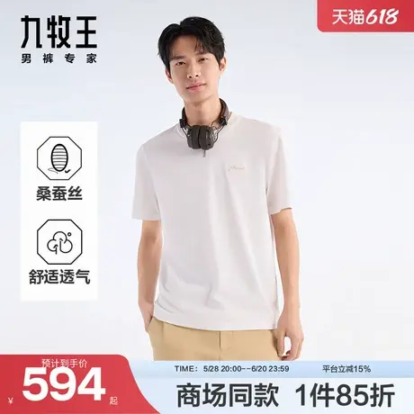 【商场同款】九牧王男装25夏季新款桑蚕丝短袖圆领T恤男JT4E205图片