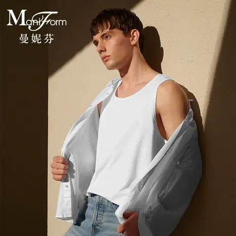 曼妮芬男士舒适无痕背心可外穿内衣无袖衣运动跨栏健身打底衫夏款商品大图