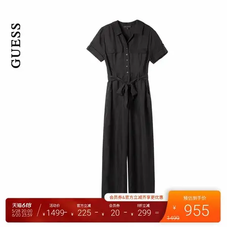 GUESS25年新款夏季女士气质纯黑通勤款收腰连体裤-W5GD97WH6E0商品大图
