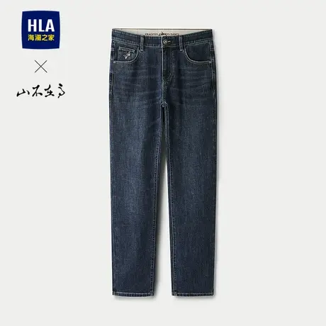 HLA/海澜之家山不在高系列牛仔裤25春秋新五袋款时尚猫须直筒裤男图片