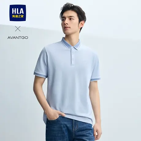 HLA/海澜之家商务男士短袖POLO衫2025新款夏季吸湿排汗翻领T恤男图片