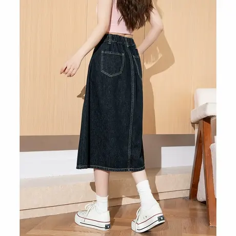 唐狮春夏季新款女半身裙休闲百搭牛仔半身长裙显瘦a字裙伞裙图片