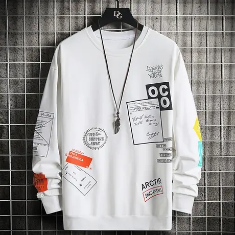 圆领卫衣男士2023新款春秋季潮牌ins青少年情侣装外套薄款上衣服商品大图