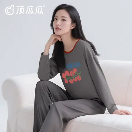 顶瓜瓜睡衣女士纯棉秋季2025新款薄款高级感女长袖长裤家居服套装图片