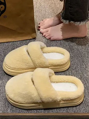 包头半拖鞋女外穿2023年秋季新款时尚百搭复古软底舒适厚底毛毛拖商品大图