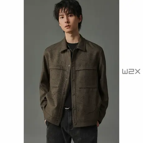 w2x秋季印花设计感工装夹克男行政外套简约通勤百搭休闲秋装上衣商品大图