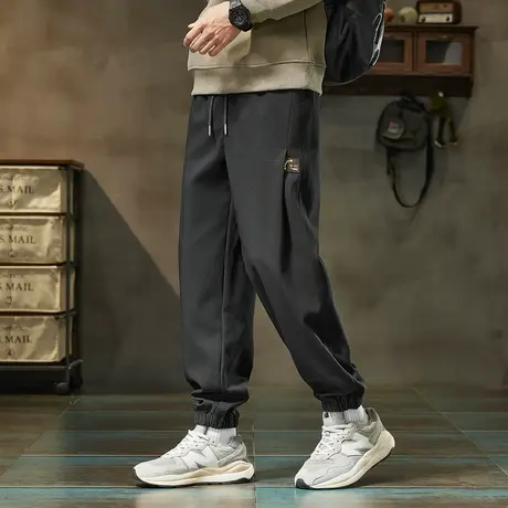 唐狮春秋季男款休闲长裤宽松潮酷黑色裤子束脚裤运动百搭休闲TMTA商品大图