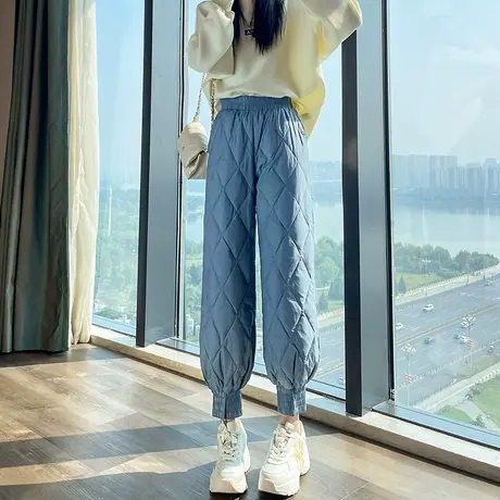 羽绒裤女冬外穿2023年新款高腰束脚显瘦宽松防风保暖加绒加厚棉裤图片