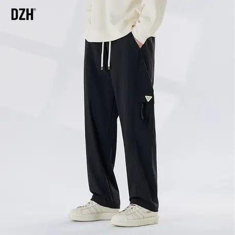 男士黑色休闲裤子男直筒宽松2023新款男裤秋款运动长裤日系工装裤商品大图
