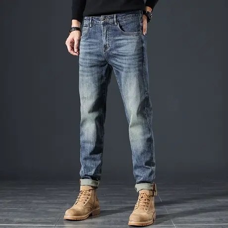 宽松直筒男裤港风潮流百搭宽松男士牛仔裤时尚破洞潮流牛仔裤男商品大图