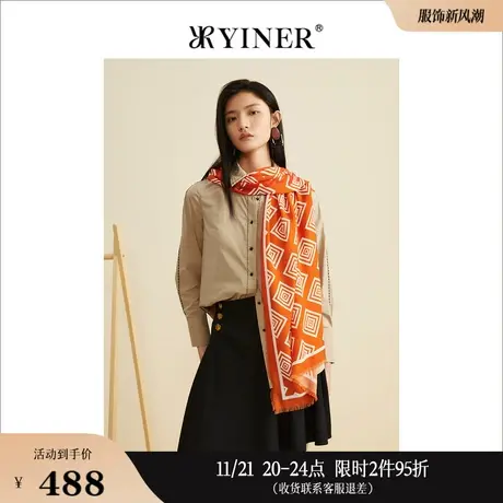 YINER音儿女装秋季长袖宽松百搭上衣减龄polo衬衫商品大图