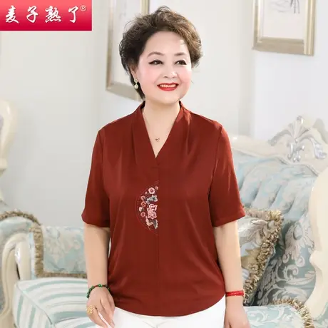 妈妈夏装洋气短袖T恤奶奶中老年人女装小衫上衣服春夏新款60岁薄商品大图