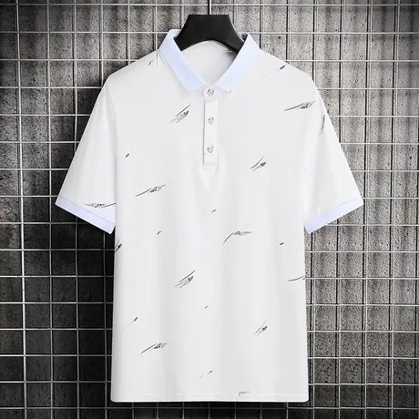 夏季男士短袖T恤潮流潮牌翻领polo衫上衣服修身ins体恤带领打底衫商品大图