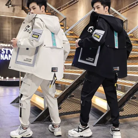 外套男士春秋季初高中学生夹克青少年男装2023新款搭配帅气一套装商品大图