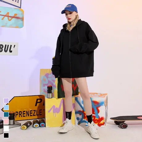 yep连帽卫衣运动外套女百搭上衣欧美韩版宽松休闲棒球服美式外衣商品大图