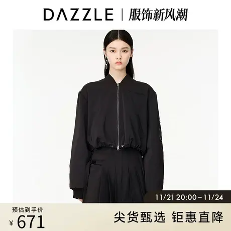 DAZZLE地素奥莱 春季短款抽绳黑色棒球服棉服外套女图片