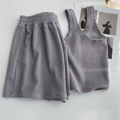 休闲运动套装女2025年夏季新款韩版宽松百搭背心吊带短裤两件套潮图片