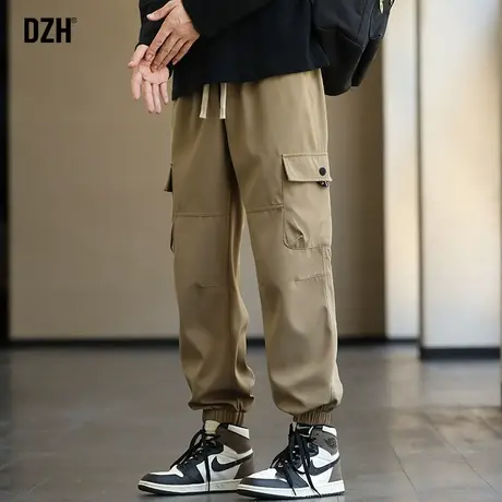 DZH男士日系工装裤男秋冬款潮牌卡其色裤子男裤束脚休闲裤男款潮商品大图