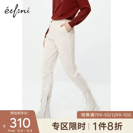 【商场同款】伊芙丽2020新款冬韩版灯芯绒高腰休闲裤女1BA252451图片
