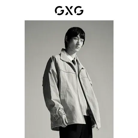 GXG男装 商场同款轻生活系列卡其色立领夹克外套 2023年春季新款商品大图