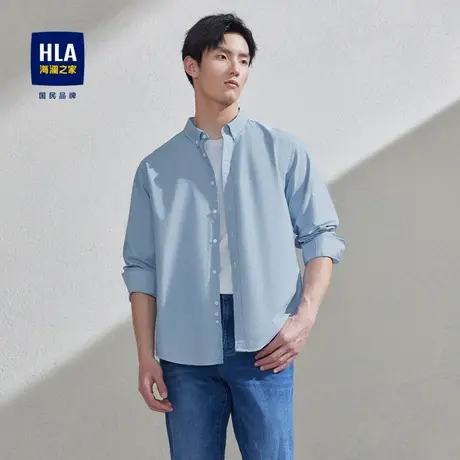 【牛津纺】HLA/海澜之家休闲长袖衬衫商品大图
