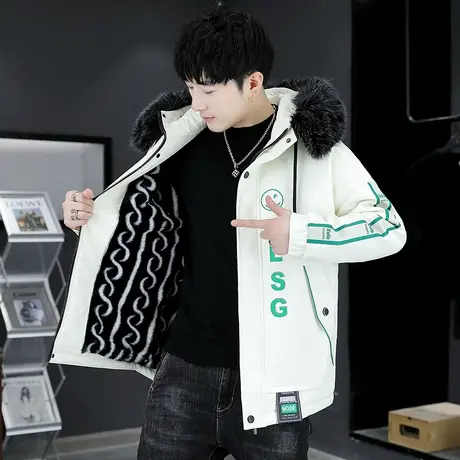 男士派克服加绒加厚外套冬季男装棉袄冬装棉衣棉服初中学生上衣服图片