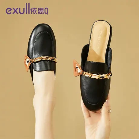 依思q女士包头拖鞋2023夏季新款外穿高级感半拖时尚粗跟凉拖鞋女商品大图