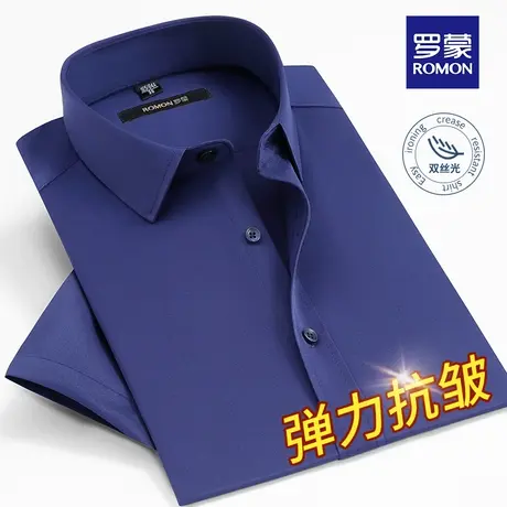 Romon/罗蒙衬衫男短袖夏季冰丝半袖衬衣高级感时尚商务正装白衬衣图片