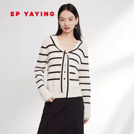 EP YAYING雅莹女装 复古羊毛海军领宽松针织衫 2023秋冬新款9582A商品大图