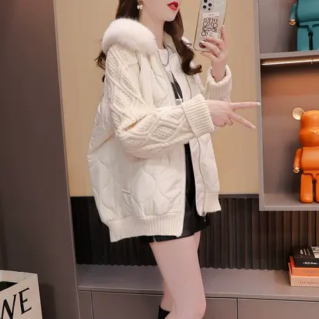 设计感拼接毛衣开衫女2023新款秋冬季韩系慵懒风百搭加厚针织外套图片