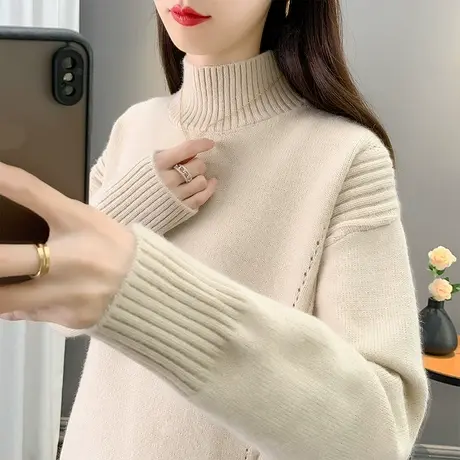 2023年秋冬新款半高领毛衣女套头加厚保暖内搭爆款针织衫女打底衫图片
