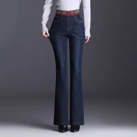 加绒加厚微喇牛仔裤女秋冬2023新款松紧高腰弹力显瘦长裤休闲裤子图片