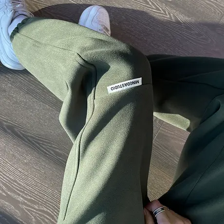 加绒军绿色运动裤女秋冬新款高腰宽松显瘦加厚美式休闲束脚卫裤潮图片