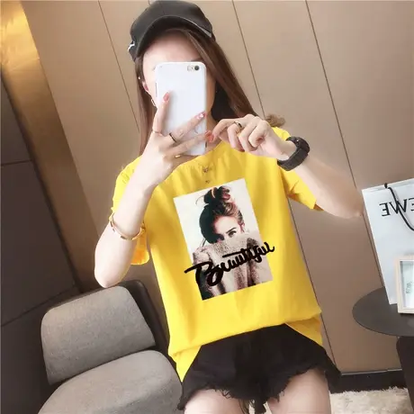 白色t恤女短袖紧身纯棉2023年春季新款半袖修身夏纯色打底衫上衣商品大图