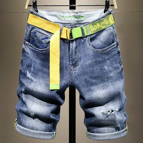 夏天薄款破洞牛仔短裤男韩版潮流男士休闲五分裤子百搭中裤男潮牌商品大图