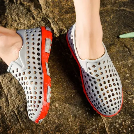 夏季雨鞋男士凉鞋户外溯溪涉水鞋洗车外卖防水鞋室外沙滩洞洞鞋男商品大图