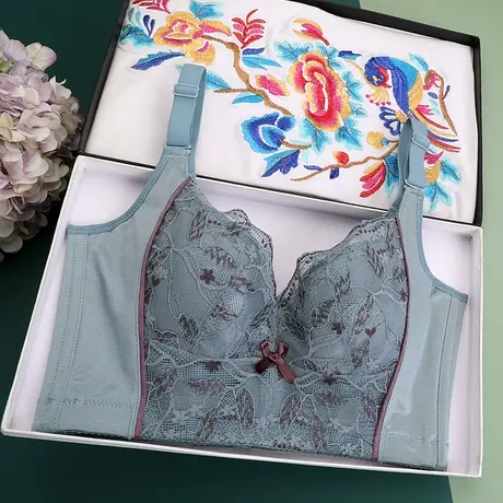 美容院新薄款文胸聚拢调整型无海绵文胸收副乳大码六排扣女士内衣图片