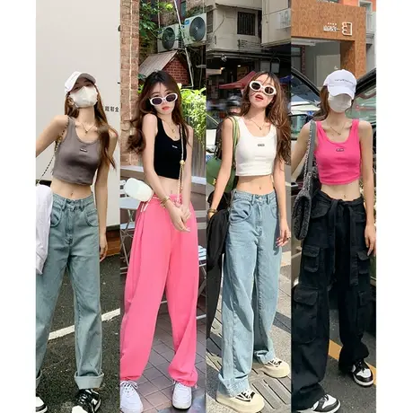 带胸垫一体吊带背心女装春夏季运动外穿修身内衣短款美背针织上衣商品大图
