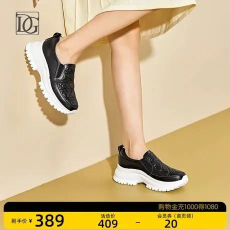 商场同款小白鞋女2025春秋季新款真皮松糕厚底增高一脚蹬休闲鞋女商品大图