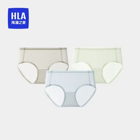 HLA/海澜之家女士冰丝透气中腰三角内裤凉爽7A抗菌短裤无痕蕾丝夏商品大图