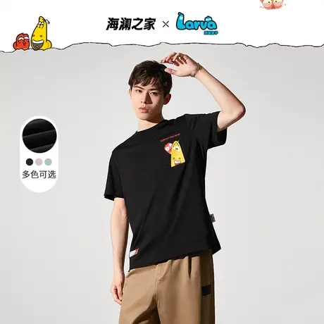 HLA/海澜之家【爆笑虫子联名】T恤22夏新情侣卡通印花圆领短t男女图片