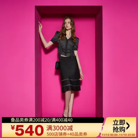 Juicy Couture橘滋2023新款气场女王抽绳修身立体肩女针织衫图片