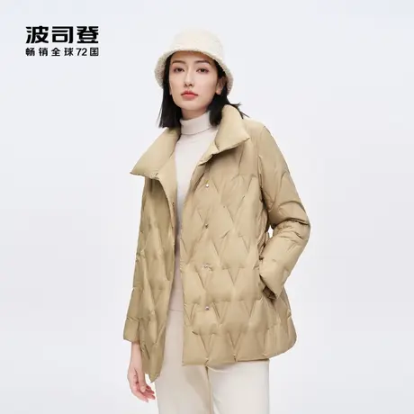 波司登23秋新款商务品质优雅收腰绑带显瘦柔肤舒适鹅绒羽绒服女士图片