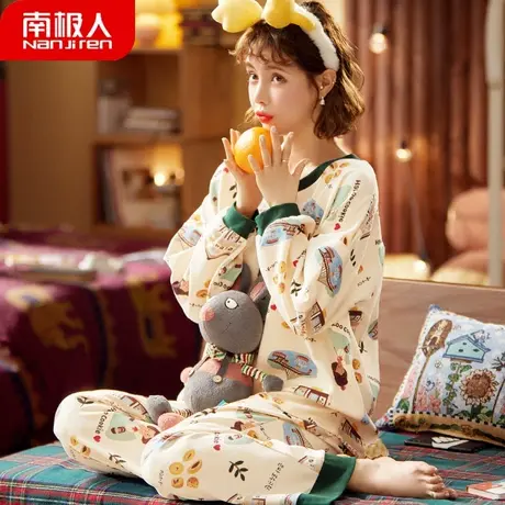 睡衣女秋冬款2023新款纯棉春秋款女士长袖套装甜系家居服女款冬季图片